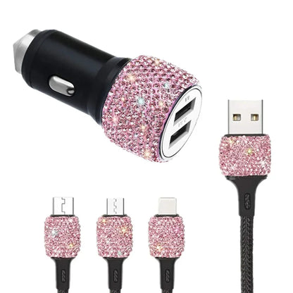 Dual-USB Car Charger Bling Fast Charging