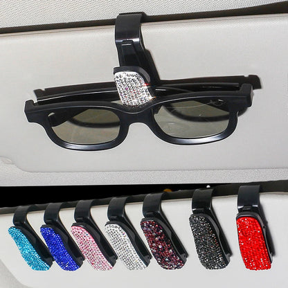 Rhinestone Car Glasses Clip Car Sun Visor