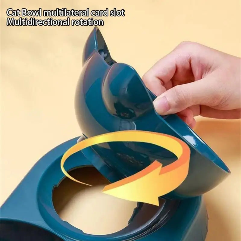 Triple Cat Bowls Pet Feeder, 2-in-1 Double Bowls With Automatic Drinking Bottle
