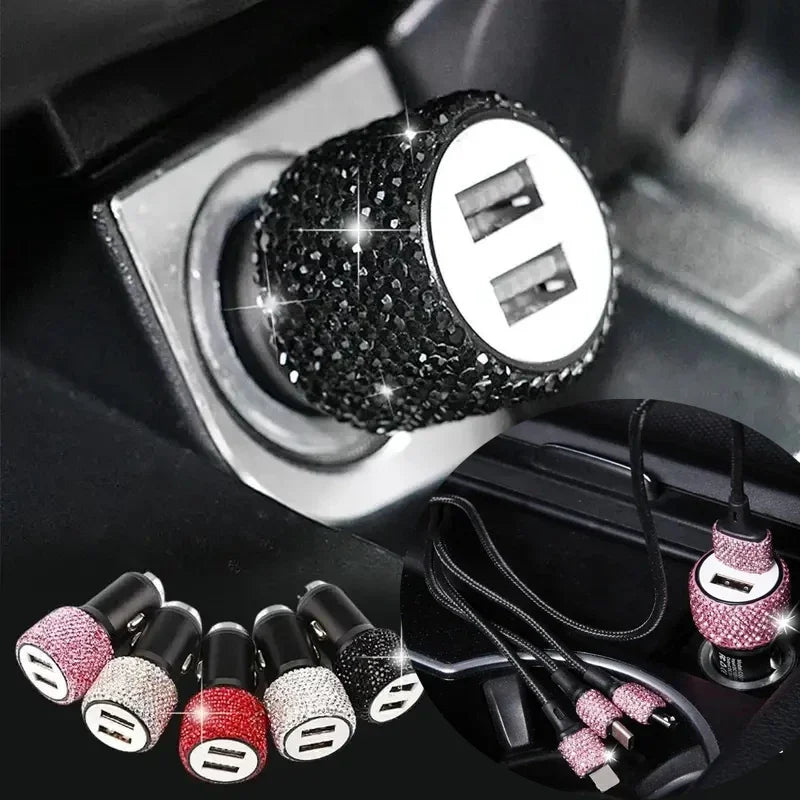 Dual-USB Car Charger Bling Fast Charging