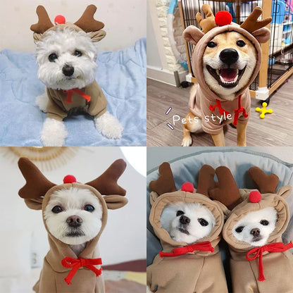 Cute Elk Dog Clothes Reindeer S/M/L Dogs Hoodies