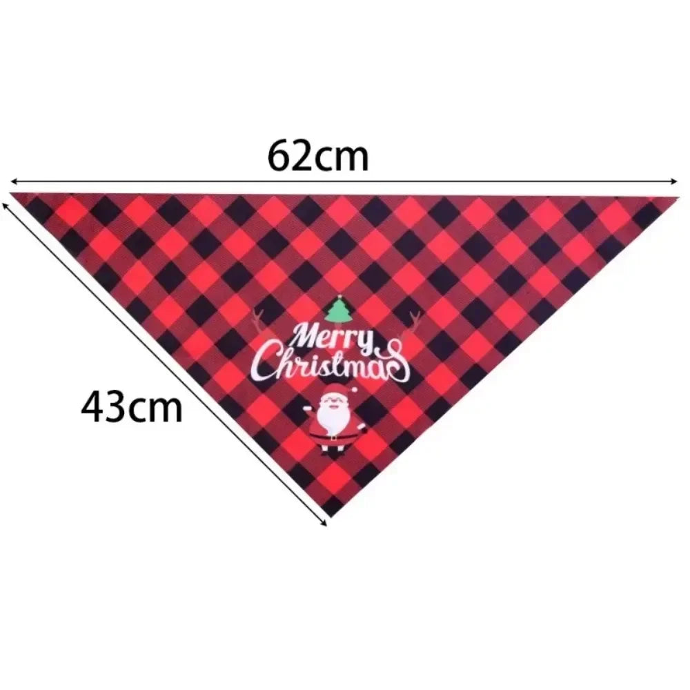 10/1PCS Christmas Print Dog Bandanas Large Pet