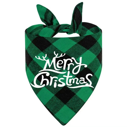 10/1PCS Christmas Print Dog Bandanas Large Pet