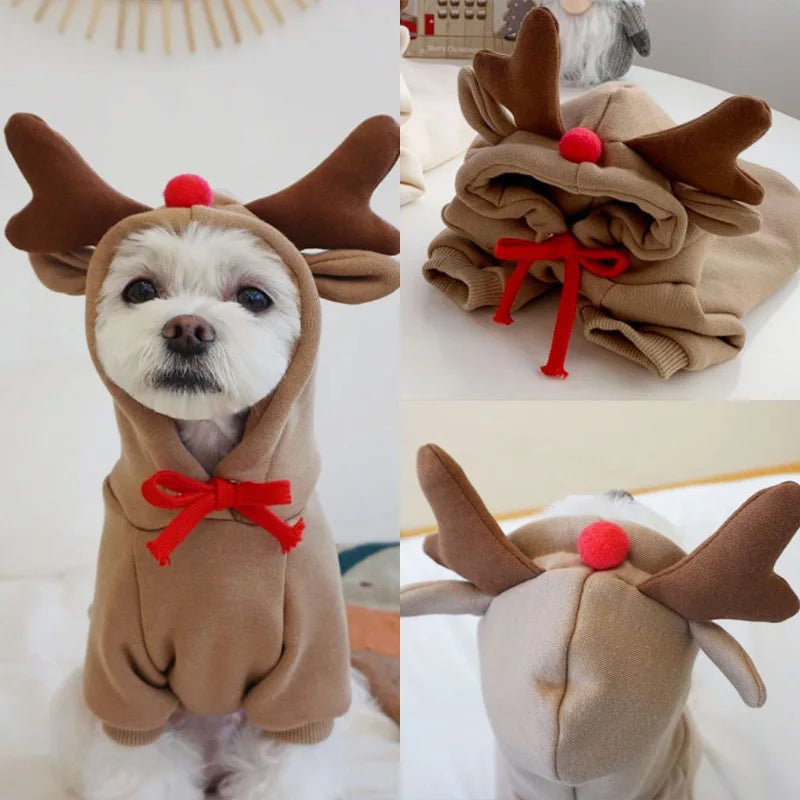 Cute Elk Dog Clothes Reindeer S/M/L Dogs Hoodies