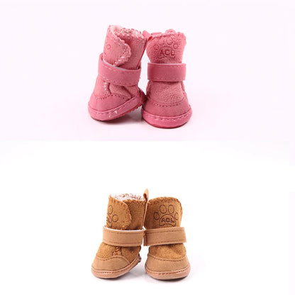 4pcs/set Pet Dog Shoes Winter Warm Shoes for Small Medium Dogs Anti-slip