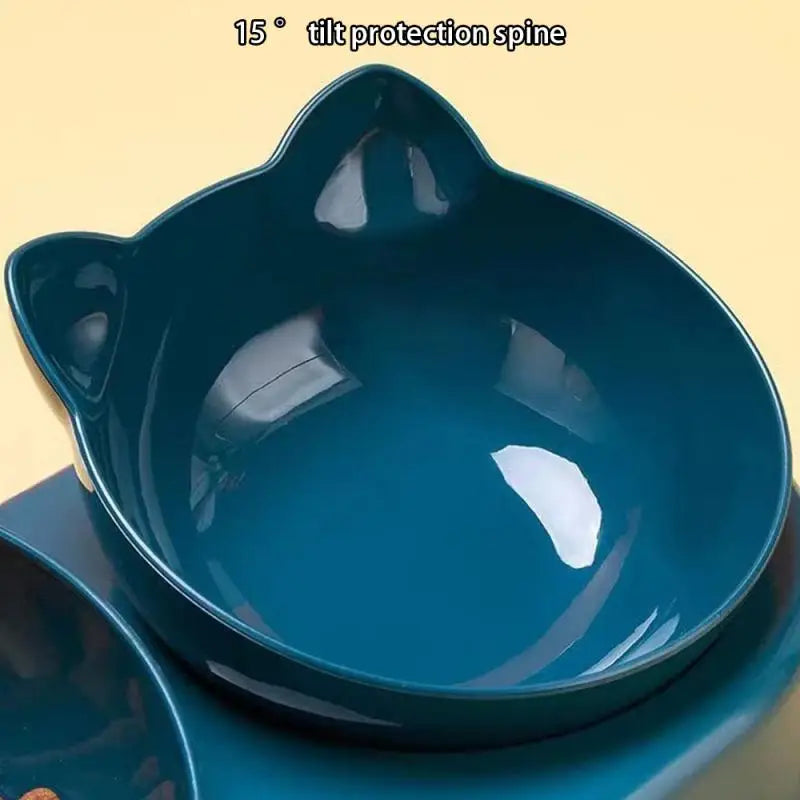Triple Cat Bowls Pet Feeder, 2-in-1 Double Bowls With Automatic Drinking Bottle