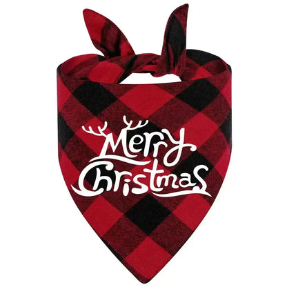 10/1PCS Christmas Print Dog Bandanas Large Pet