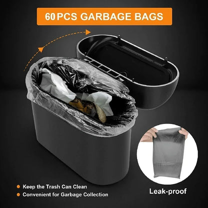 3Pcs Car Trash Can (with Lid) Contains 60 (300) Garbage Bags