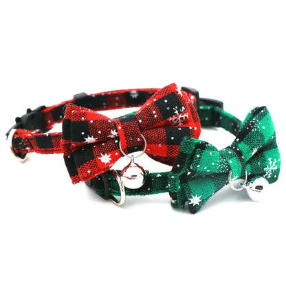 Christmas Bowknot Cat Small Dog Collar with Bell