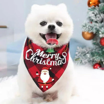 10/1PCS Christmas Print Dog Bandanas Large Pet